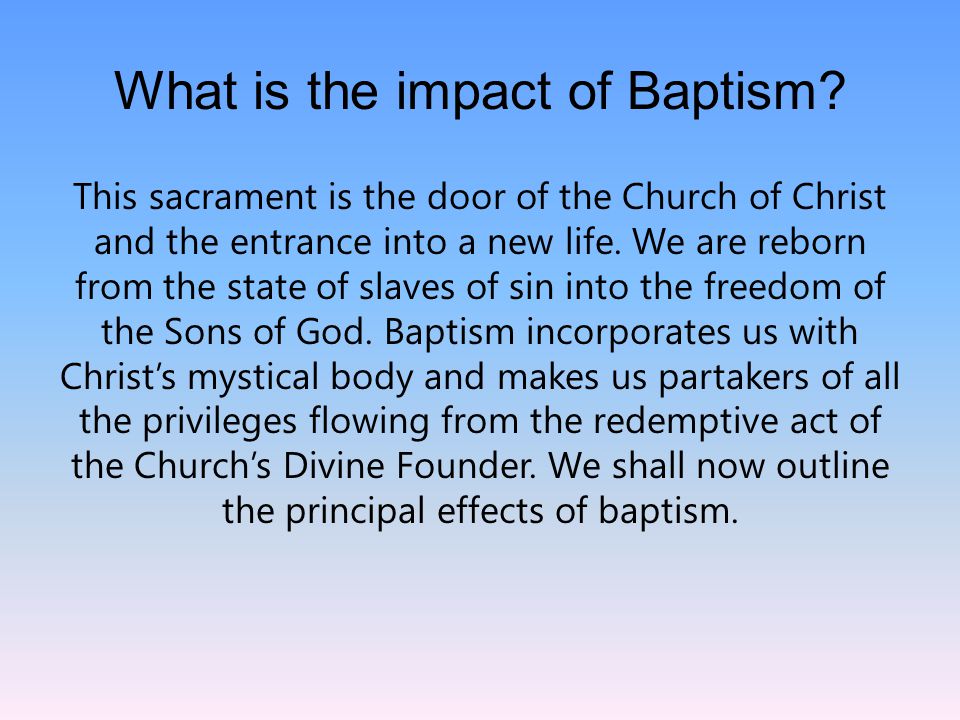 The Sacrament of Baptism: Gateway to New Life